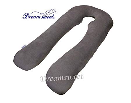 Dreamsweet Maternity Pregnancy Memory Foam U Shape Total Body Bed Pillow, Gray