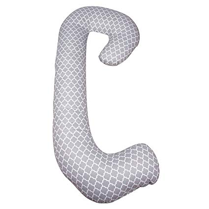 Snoogle Chic - Snoogle Total Body Pregnancy Pillow with Easy on-off Zippered Cover -Moroccan Gray