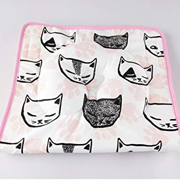KAKIBLIN Portable 2-in-1 Baby Diaper Pad Flat Head Baby Pillow Pink Cat