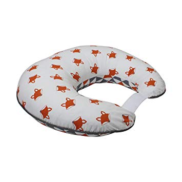 Bacati - Playful Foxes Orange/grey Nursing Pillow (Nursing Pillow with Removable Cover)