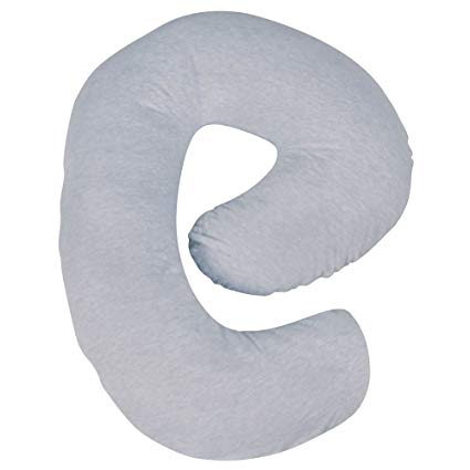 Leachco Snoogle Mini Chic Jersey - Compact Side Sleeper Pregnancy Pillow - Heather Gray