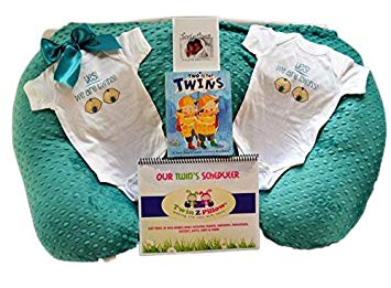 Twin Gift Set - Waterproof Twin Z Pillow + 1 Teal Cover + Travel bag + Twin Scheduler + Twin Baby Card