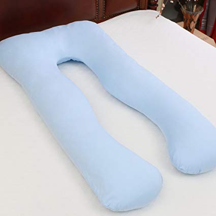 DOWNIGHT U Shaped Pregnancy/Maternity Body Pillow Pregnancy Pillow With 100% Cotton Washable Cover, Blue