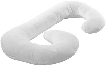 Cheer Collection Hypoallergenic Premium Total Body J Shaped Pillow with Zippered Cover - White