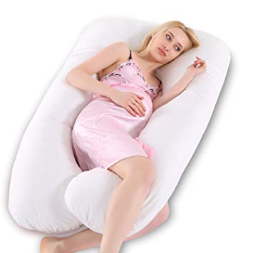 Ylovetoys Pregnancy Pillow, U Shaped Pregnant Full Body Pillow Nursing Cushion with Washable Cover (White)
