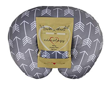 Minky Nursing Pillow Slipcover | Gray Arrow Design | Infant Breastfeeding Soft Pillow Cover | Great Baby...